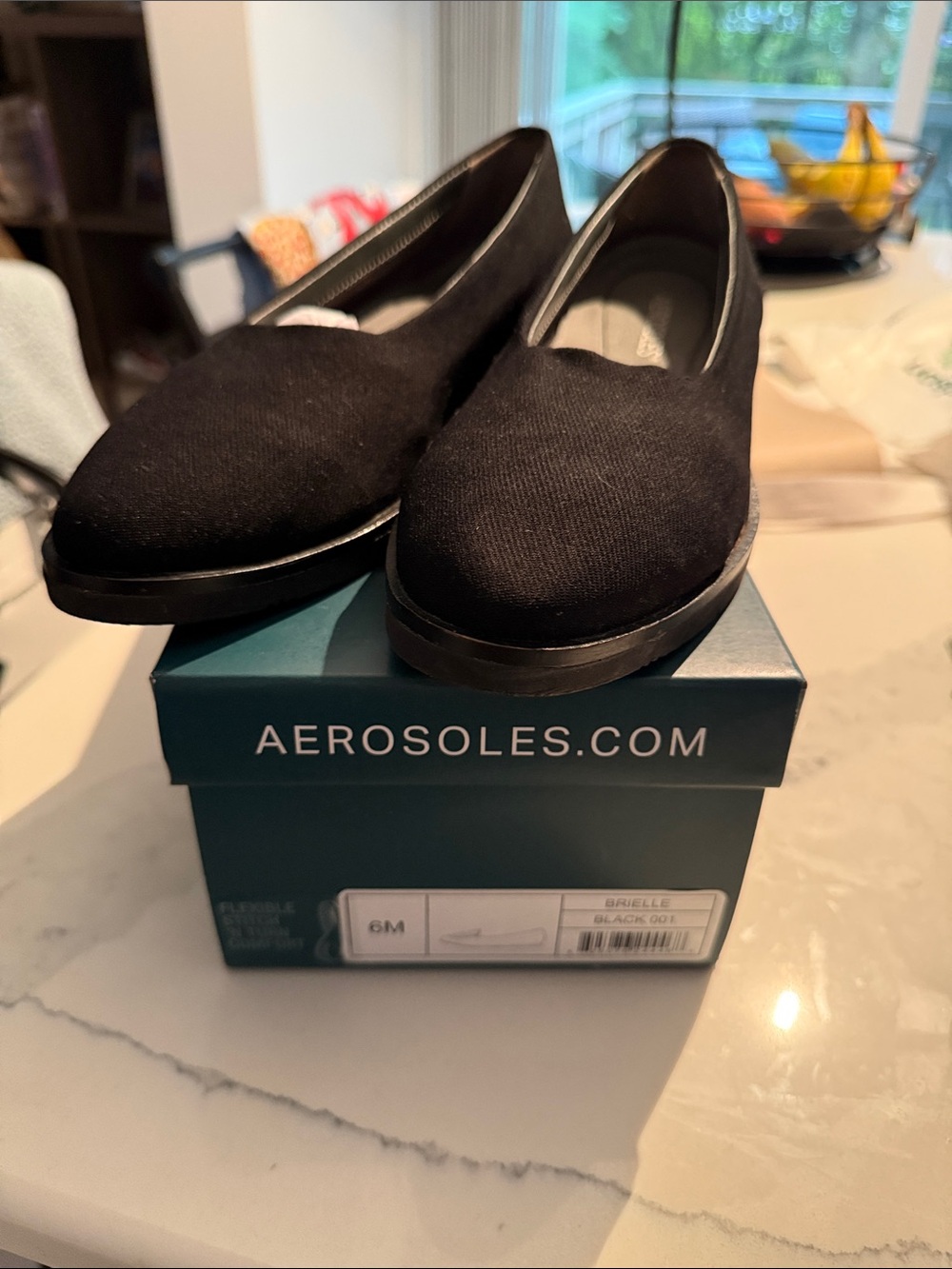 AEROSOLES Black Slip-On Canvas Flats